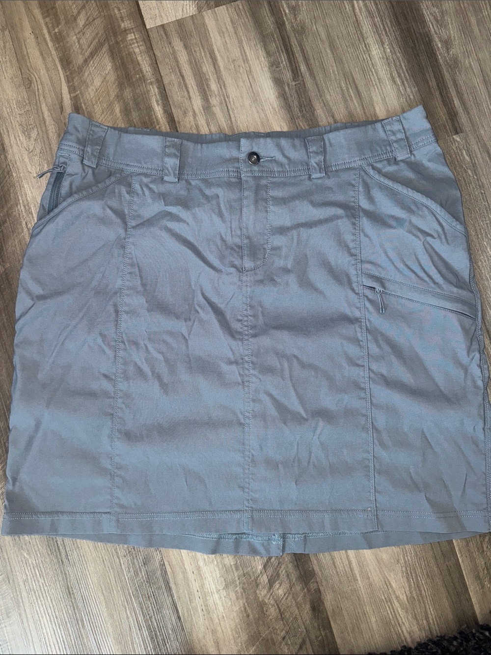 Duluth Trading Company Dry on the Fly skort skirt 18 women’s casual grey blue - Picture 1 of 7